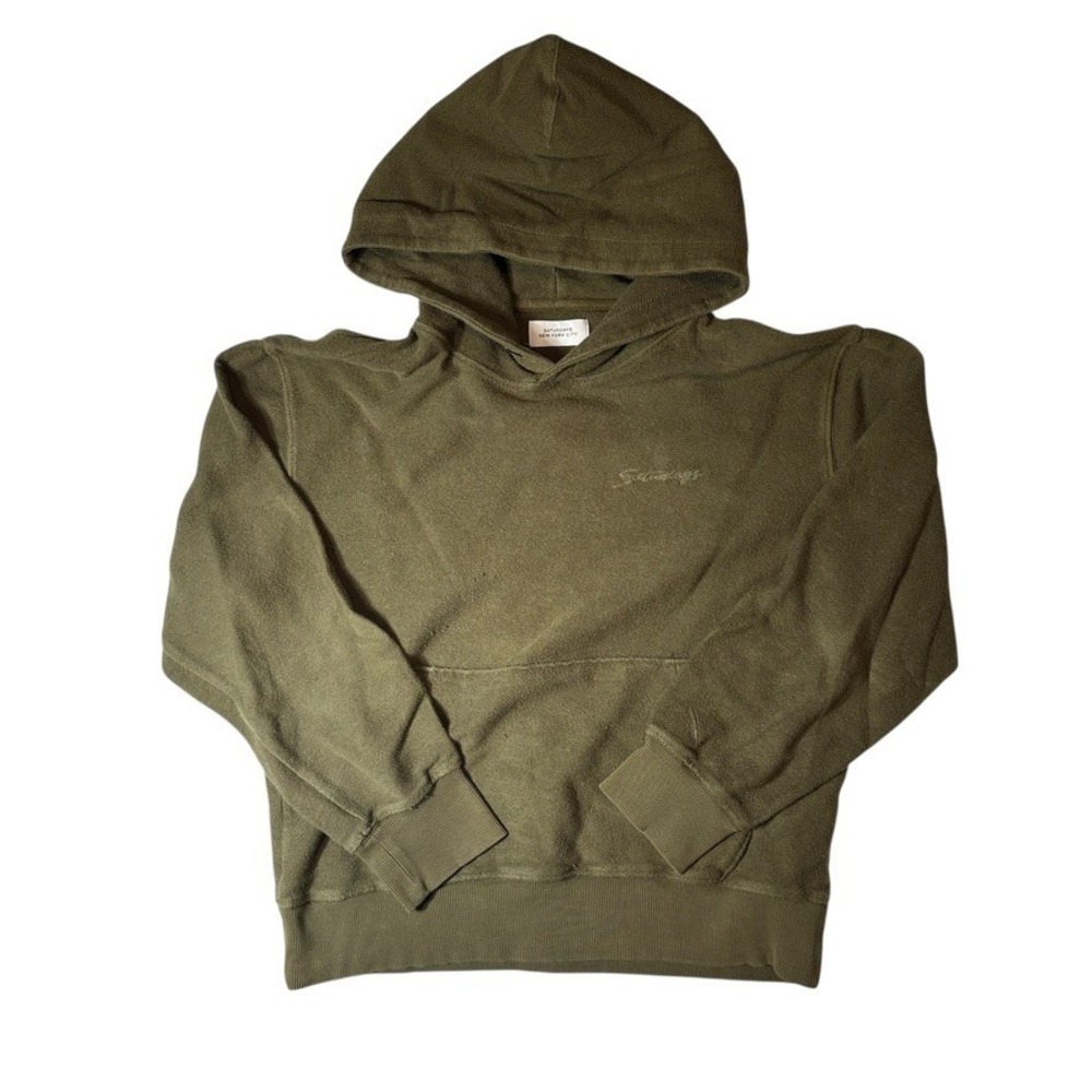 Saturdays New York City Inside Out‎ Olive Green Embroidered Logo Hoodie Small
